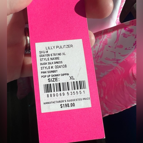 Lilly Pulitzer NWT silk slip dress, XL. Skinny dippin’ print - Picture 4 of 7